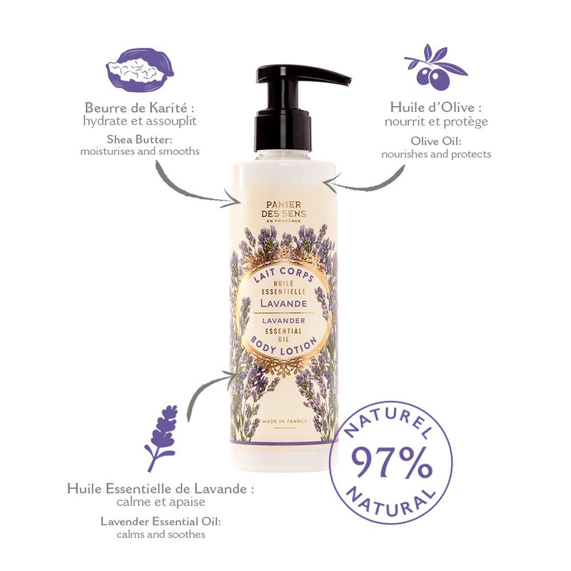 Panier des Sens Body Lotion, Moisturizer, Lavender - Made in France 97% natural - 8.45 Floz/250 ml - BeesActive Australia