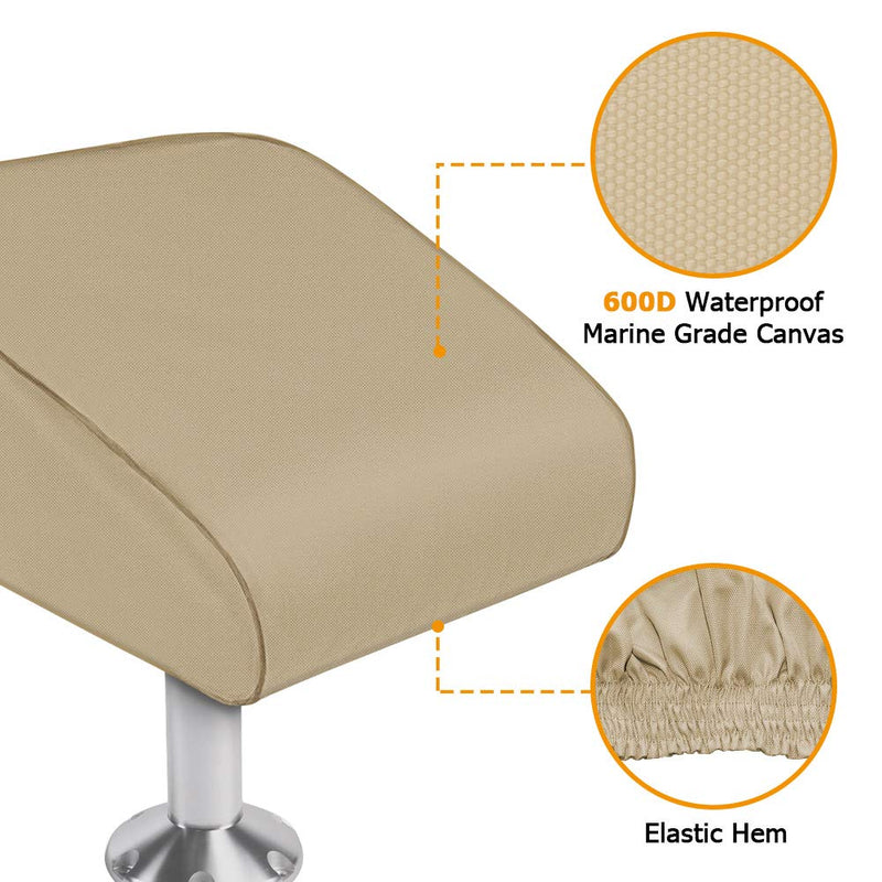 iCOVER Boat Folding Seat Cover-2 Pack 600 Denier Canvas Waterproof Heavy-Duty Weather Resistant Material Trailerable Fishing Chair Cover Beige - BeesActive Australia