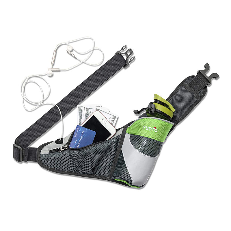 [AUSTRALIA] - YUOTO Waist Pack with Water Bottle Holder for Running Walking Hiking Runners Hydration Belt fit Maximum 27oz and iPhone 11 Men Women 01- Light Green 