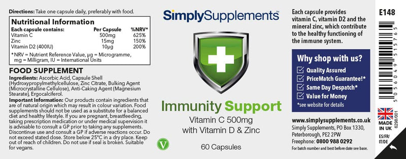 Vitamin C, D and Zinc Capsules for Immunity Support | One-a-Day Caps | Vegan Friendly & Gluten Free | UK Manufactured (120) 120 - BeesActive Australia