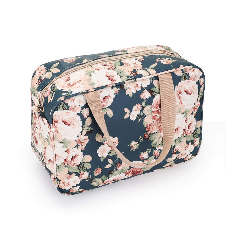 IGNPION Woman Large Travel Toiletry Bag Waterproof Wash Bag Make up Organizer Bag Cosmetic Bag Swimming Gym Bag(Dark Blue Flower) Dark Blue Flower - BeesActive Australia