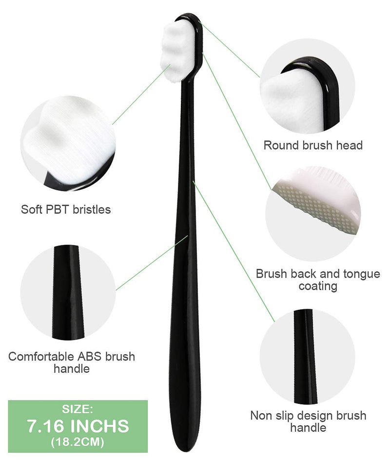 EasyHonor Extra Soft Toothbrush for Sensitive Gums, Micro-Nano Manual Toothbrush with 20000 Soft Floss BristleS 6 Packs(Gray + White bristles) - BeesActive Australia