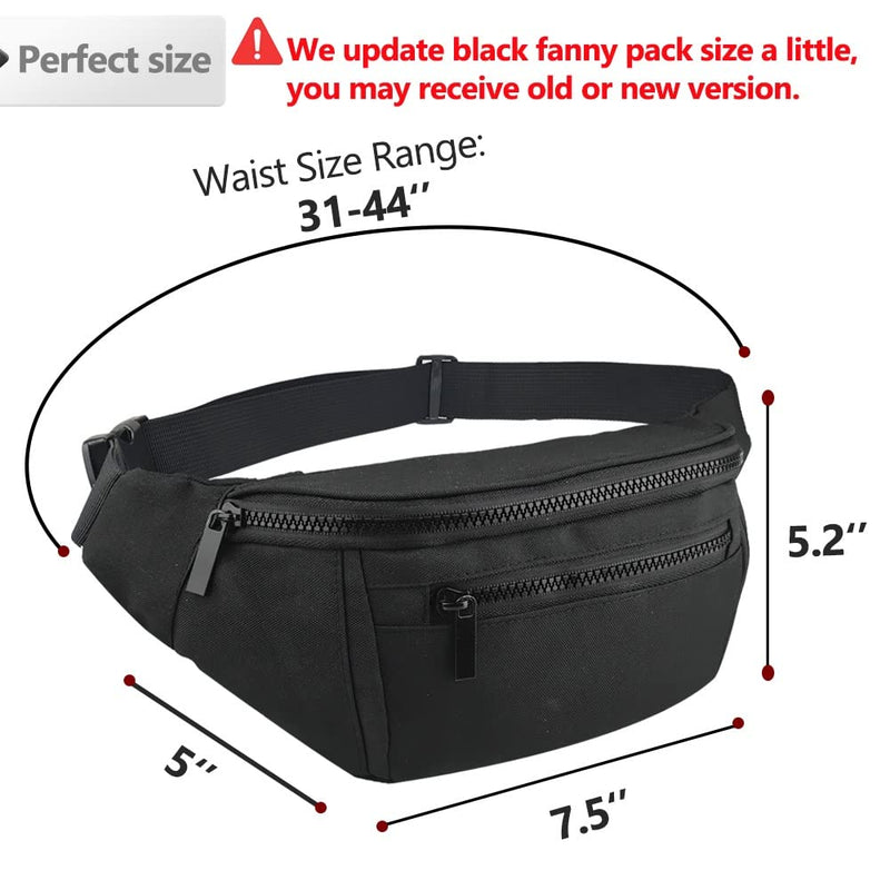 Fanny Pack for Men Women,Crossbody Waist Bag Pack,Belt Bag for Travel Walking Running Hiking Cycling,Easy Carry Any Phone,Wallet (Black) Black - BeesActive Australia