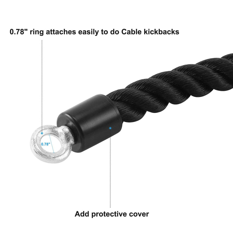 HYVAWO Pull Down Rope Single Grip Tricep Bicep Exercise Attachment for Cable Machines Gym Pulley Workout Black 1 pack - BeesActive Australia