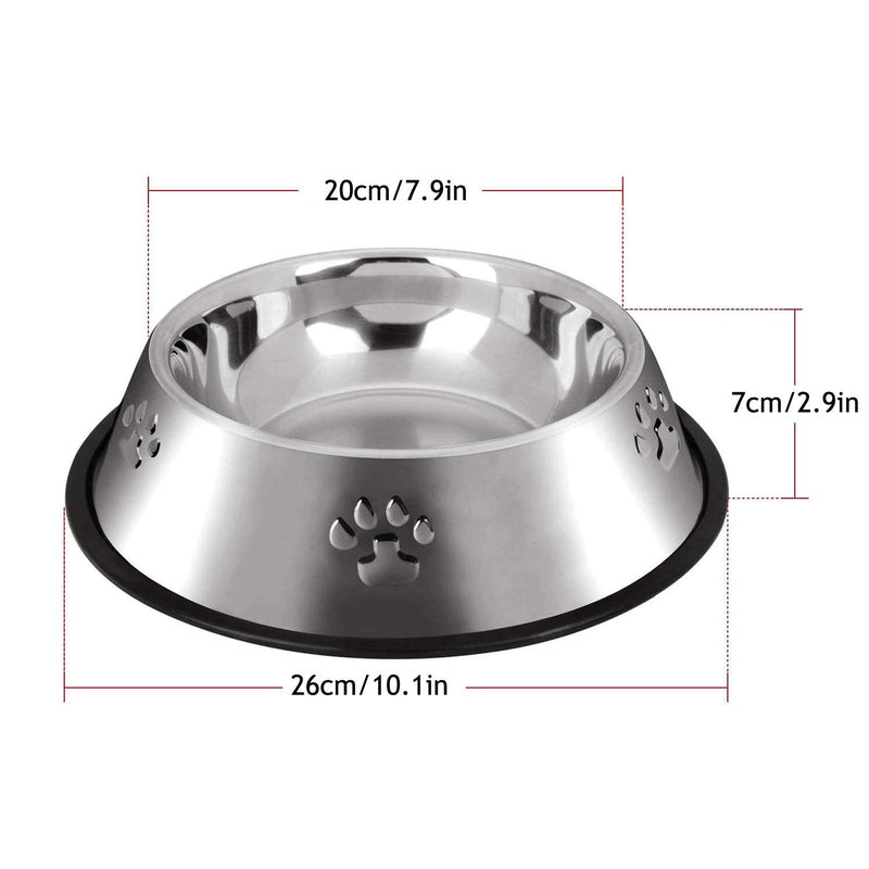 2 Stainless Steel Dog Bowls, Dog Feeding Bowls, Dog Plate Bowls with Rubber Bases, Small, Medium and Large Pet Feeder Bowls and Water Bowls L-33.8oz - BeesActive Australia