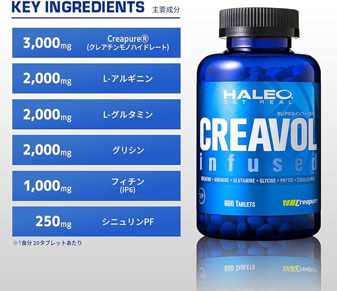 HALEO Creatine Creabol Infused Contains 6 carefully selected ingredients Uses Creapure Easy to swallow tablet type 600 tablets - BeesActive Australia