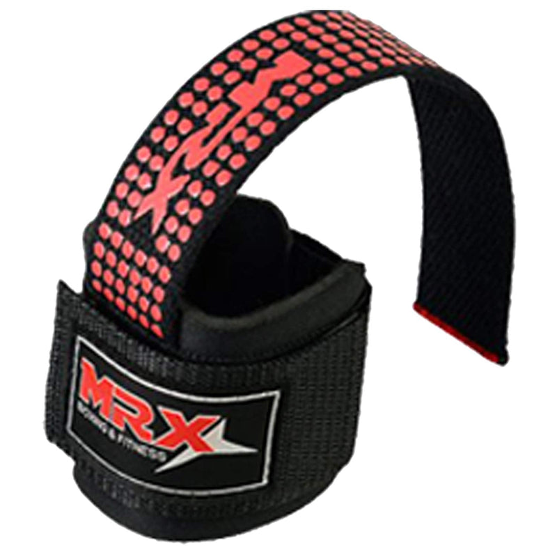 MRX BOXING & FITNESS Weight Lifting Bar Straps with Wrist Support Wraps in Black/Red - BeesActive Australia