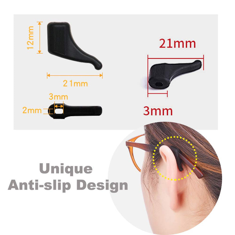 Anti-Slip Ear Hooks Holder Eyeglasses Retainers Silicone Glasses Temple Holders for Glasses Sunglasses 10 Pairs?Black/White Black/White - BeesActive Australia