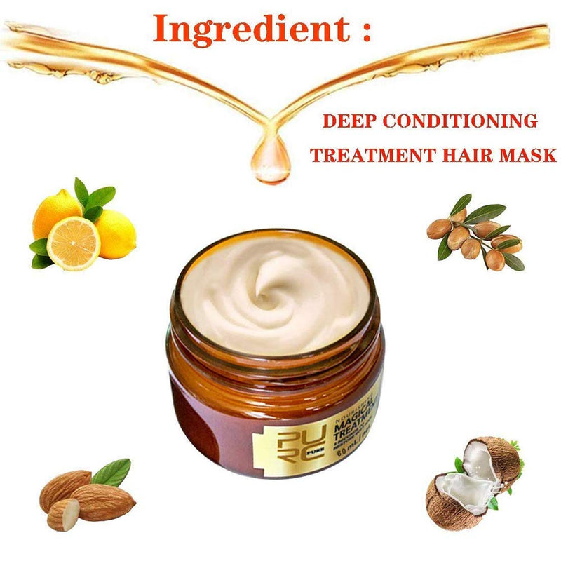 Glamza Pure Magical Hair Mask 60ml Keratin Argan Hair Treatment 5 Seconds Mask Root Repair Nourishing - BeesActive Australia
