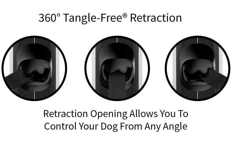 TUG 360° Tangle-Free Retractable Dog Leash with Anti-Slip Handle | 16 ft Strong Nylon Tape | One-Handed Brake, Pause, Lock Medium White - BeesActive Australia