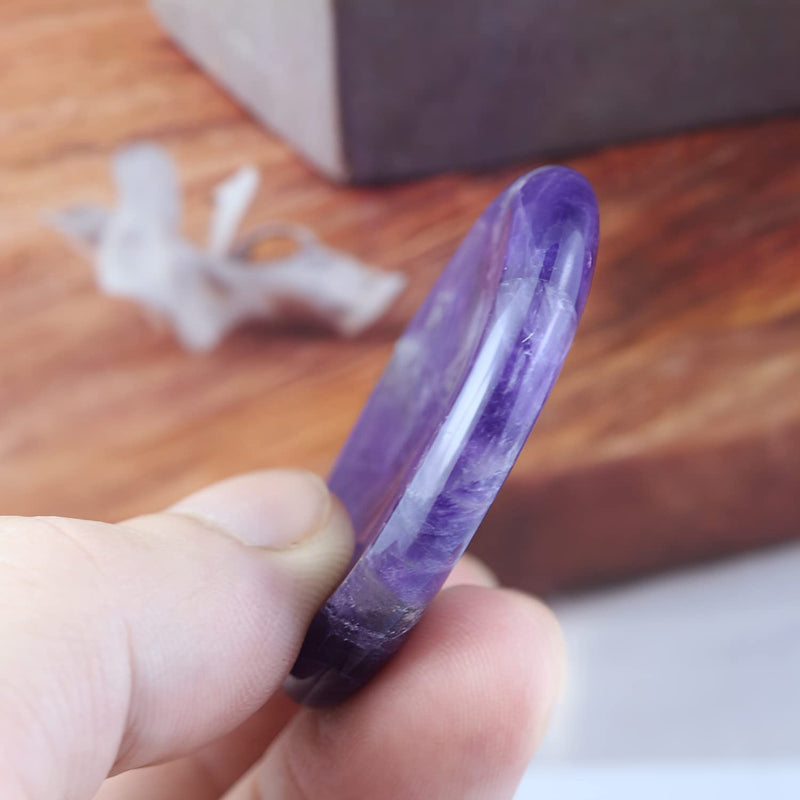 Ouubuuy Amethyst Thumb Worry Stone Healing Crystal Gemstone Pocket Palm Stone - Anxiety Stress Relieve - BeesActive Australia