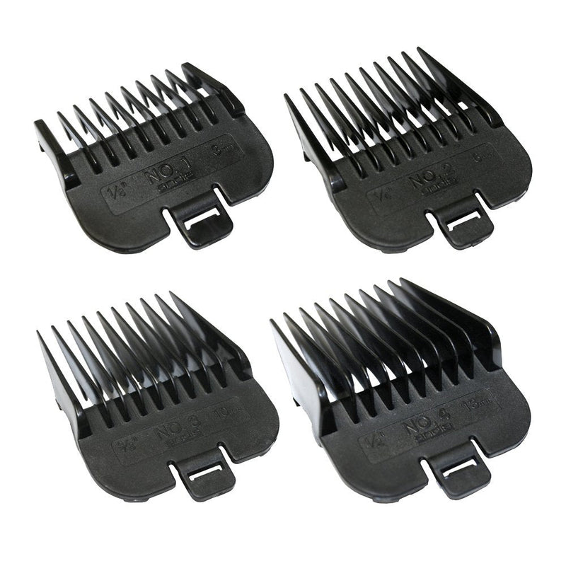 Andis 4 Piece Animal Comb Set; Sizes: 1/8", 1/4", 3/8", 1/2", Black, 21318, (pack of 4) - BeesActive Australia