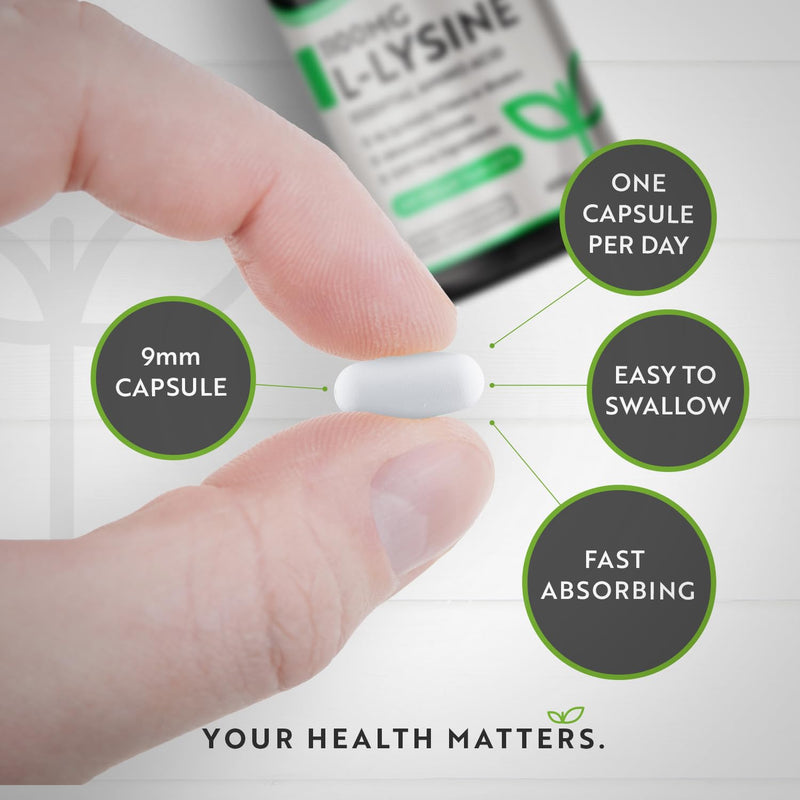 L-Lysine 1100mg High Strength - 240 Vegan & Gluten Free Tablets (8 Month Supply) - Cold Sore Treatment, Essential Amino Acid Supplement - Normal Growth and Muscle Turnover - Made in The UK - Nutravita - BeesActive Australia