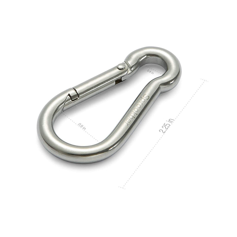 sprookber Stainless Steel Carabiner Spring Snap Hook - 304 Stainless Steel Heavy Duty Clips, Set of 4 2.25 Inch - BeesActive Australia