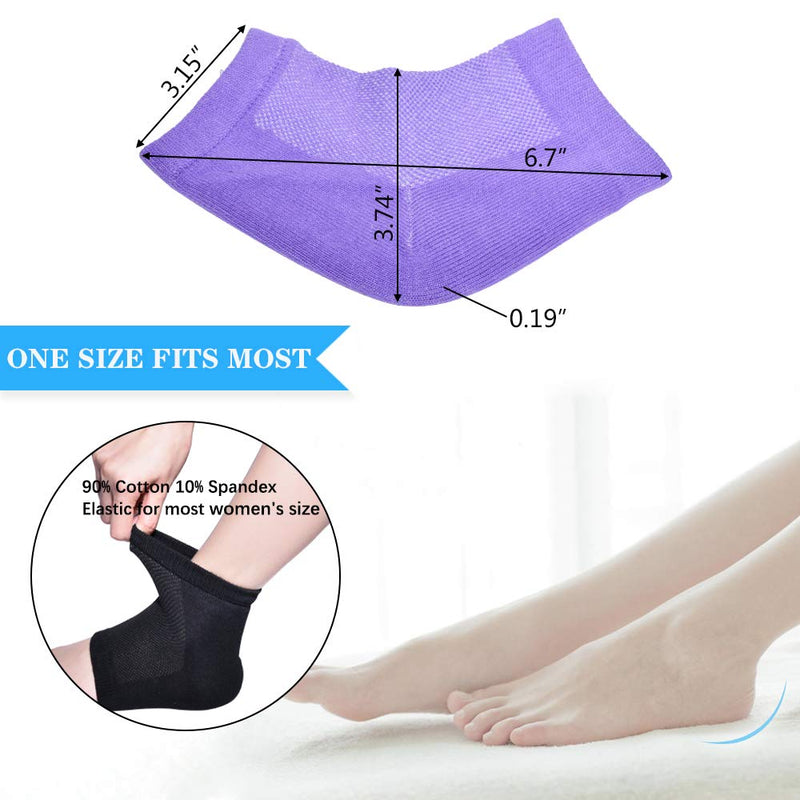 Moisturizing Socks, 3 Pairs-Moisturizing/Gel Heel Socks for Dry Cracked Heels, Open Toe Socks, Ventilate Gel Spa Socks to Heal and Treat Dry, Gel Lining Infused with Vitamins (Blue, Purple, Black) Blue, Purple, Black - BeesActive Australia