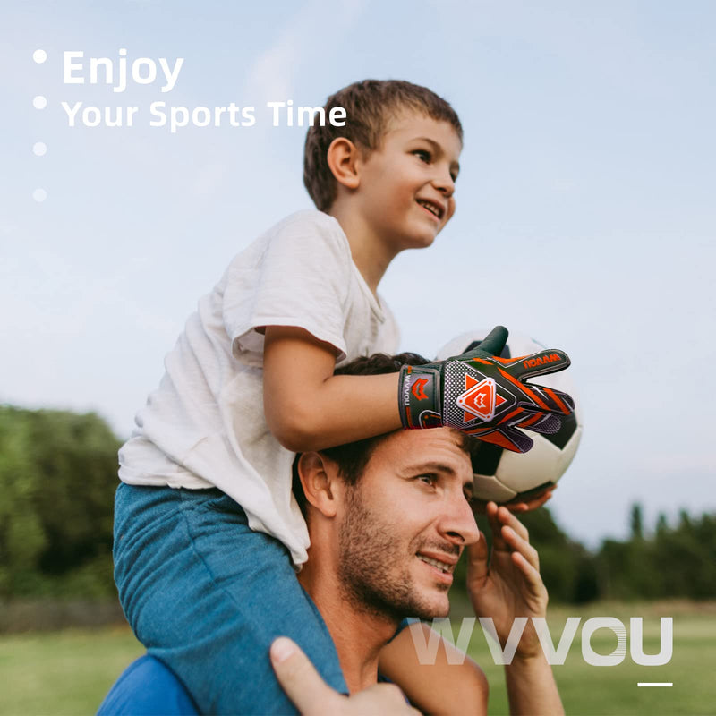 WVVOU Goalkeeper Gloves for Kids Youth, Soccer Goalie Gloves with Double Protection, Anti-Slip Soccer Gloves, Super Grip 8 Orange - BeesActive Australia