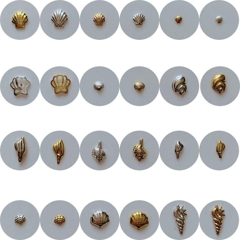 NAIL ANGEL 500pcs/bag Nail Art Randomly Mixed Metal Stud Sea Series Shell Starfish shape Deco 10007 - BeesActive Australia