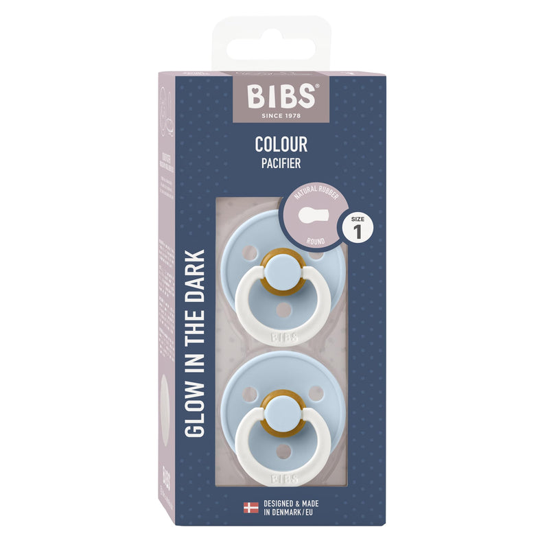 BIBS Pacifiers | Natural Rubber Baby Pacifier | Set of 2 BPA-Free Soothers | Made in Denmark | Baby Blue Night | Size 0-6 Months 0-6 Month Baby Blue Night Color - BeesActive Australia