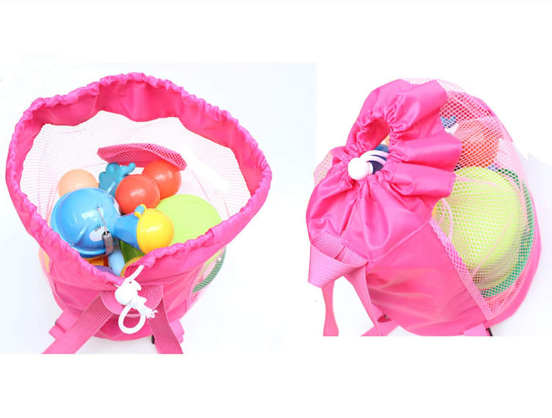 Large Beach Toys Mesh Pink Bag,Adjustable Shoulder Strap, Drawstring, Beach Toy Bag For Children Used in Beach, Swimming, Outdoor Activities - BeesActive Australia