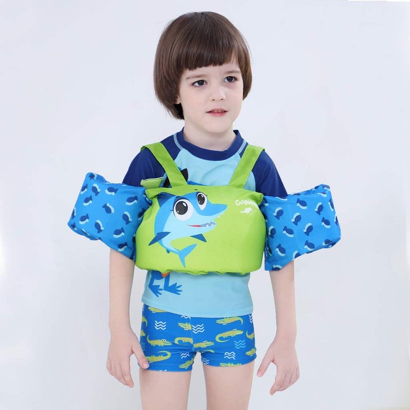 Gogokids Kids Swim Vest Life Jacket, Swimming Aid Armbands for Toddlers Children 30-50lbs, Float Vest with Arm Wings Green - BeesActive Australia