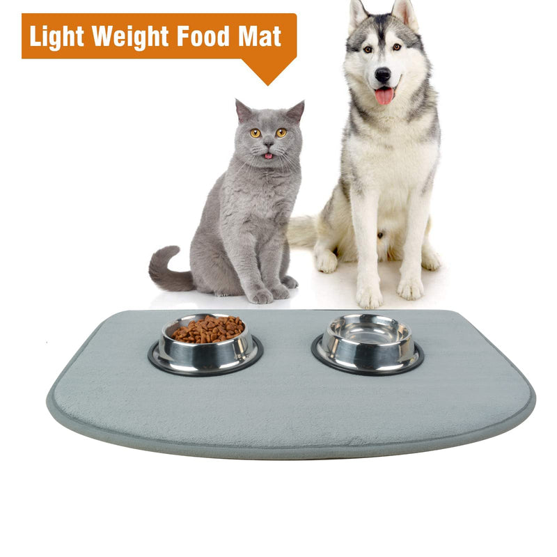 SUNLAND Dog Food Mat Ultra Water Absorbent Pet Feeding Mat Non-Slip Pet Bowl Mat for Dogs and Cats Light Grey - BeesActive Australia