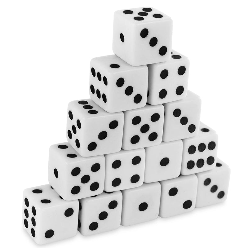 Super Z Outlet Standard 16mm White Dice with Black Pips Dots for Board Games, Activity, Casino Theme, Party Favors, Toy Gifts (100 Pack) - BeesActive Australia