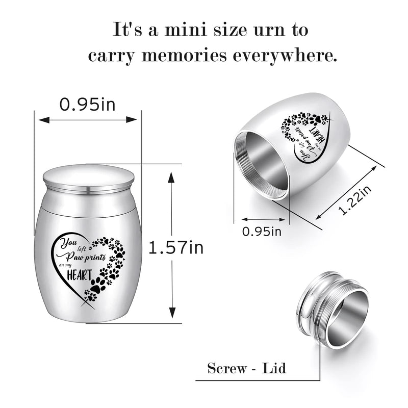 1.57 Inches Small Urn for Dog and Cats Ashes Small Keepsake Urns for Pet Ashes Stainless Steel Mini Urn Cremation Urn for Dog Cat Ashes Silver - BeesActive Australia