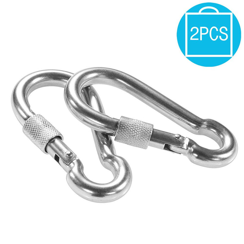 PROND Locking Carabiners, Heavy Duty Carabiner, 316 Stainless Steel Screw Lock Carabiner Hooks 2PCS - 316 Stainless Steel - BeesActive Australia