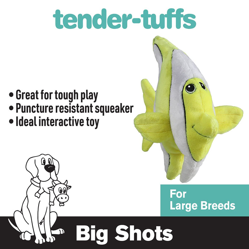 Snuggle Puppy Tender-Tuffs Big Shots - Large Plush Dog Toys for Medium and Large Breeds - Stuffed Yellow Angelfish with Puncture Resistant Squeaker - BeesActive Australia
