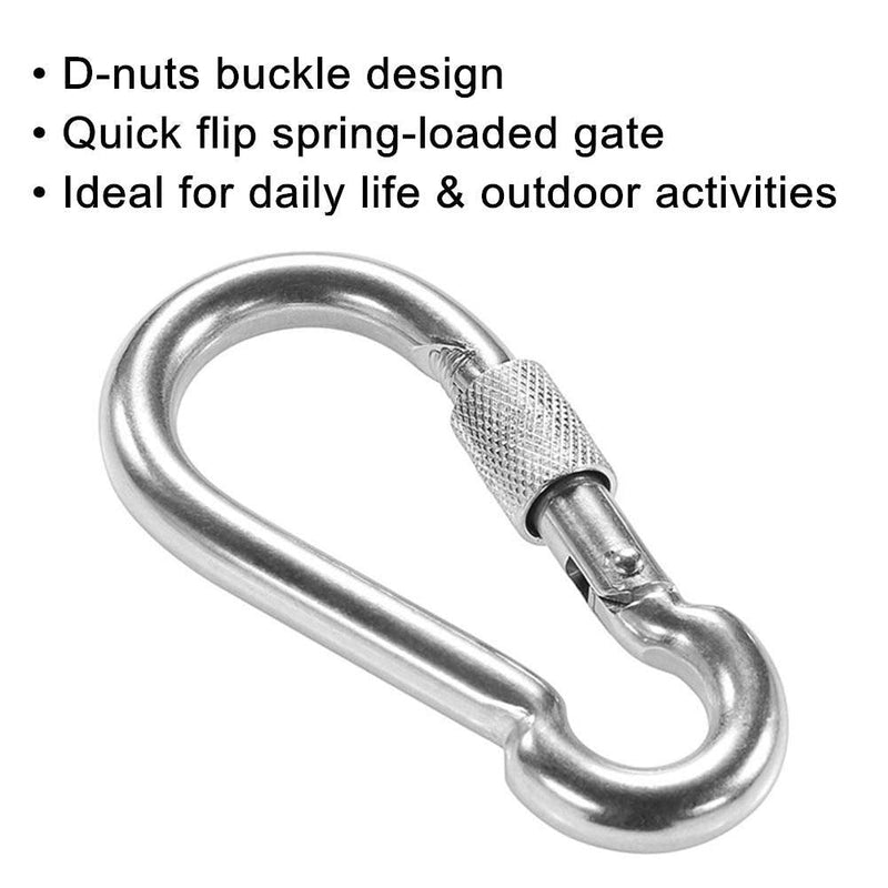 PROND Locking Carabiners, Heavy Duty Carabiner, 316 Stainless Steel Screw Lock Carabiner Hooks 1PCS - 316 Stainless Steel - BeesActive Australia