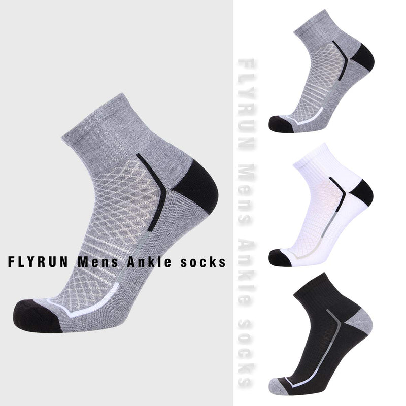 [AUSTRALIA] - FLYRUN Mens Athletic Ankle Socks Performance Breathable Sports Running Sock（6 Pairs） Black 6 Shoe Size: 7-12 