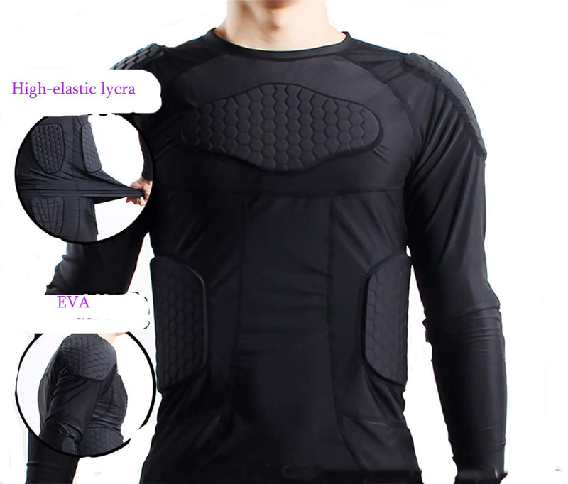 Jellybro Men's Padded Football Protective Gear Set Training Suit for Soccer Basketball Paintball Rib Protector Black TWCX Small - BeesActive Australia