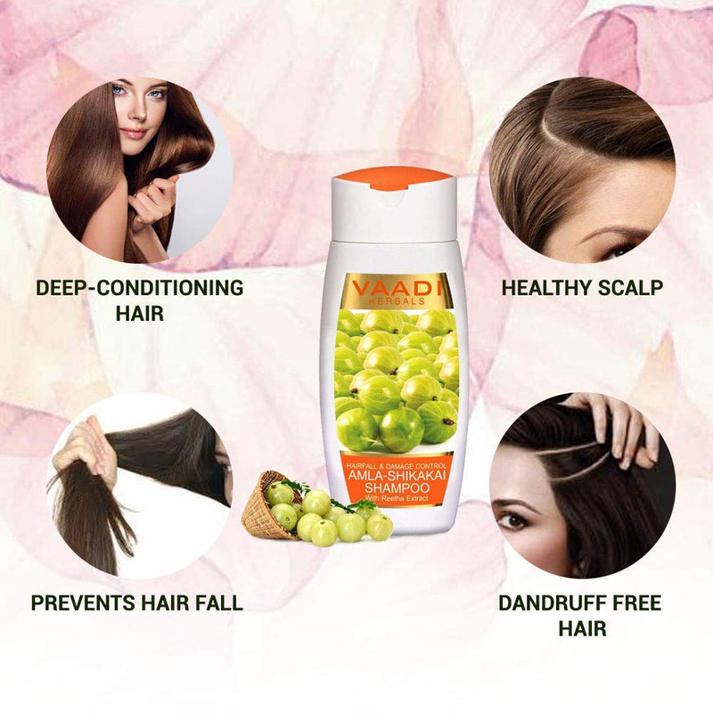 Vaadi Herbals Hair Growth Shampoo Amla Shikakai Hairfall Damage Control Anti Dandruff Shampoo -110 Ml X 3 - BeesActive Australia