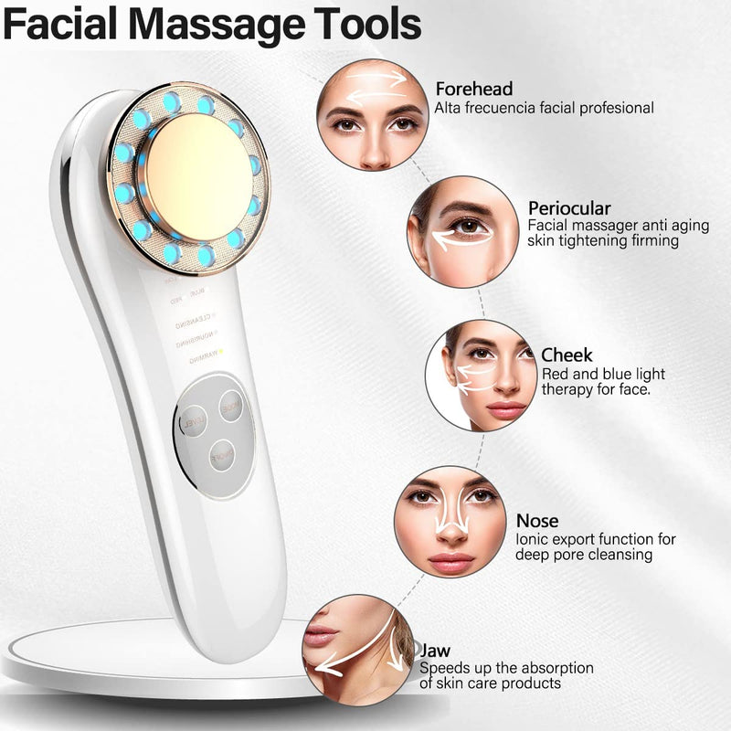 Aikertec Face Massager Electric,7 in 1 Anti-Aging High Frequency Facial Machine,Galvanic Facial Massager Machine - BeesActive Australia