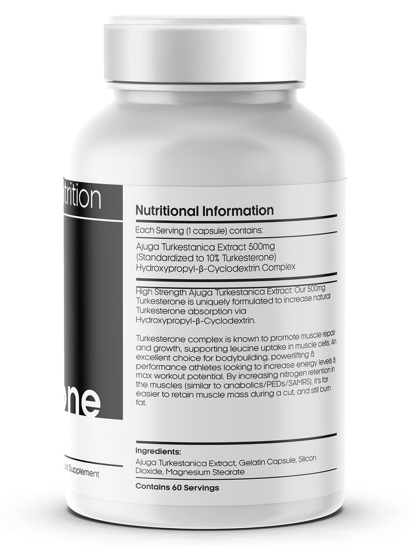 Turkesterone | High Strength 500mg | Anabolic Testosterone Supplement with Hydroxypropyl-β-Cyclodextrin | Ajuga Turkestanica Extract | | Promotes Strength & Muscle Growth - 60 Capsules - BeesActive Australia