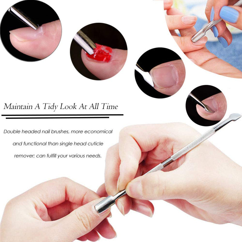 10Pcs Cuticle Pusher Remover and Cutter, Creatiee Double Ended Stainless Steel Cuticle Cleaner Nail Gel Polish Removal, Manicure Pedicure Nail Tools for Fingernails Toenails - Professional & Durable 10Pcs - BeesActive Australia