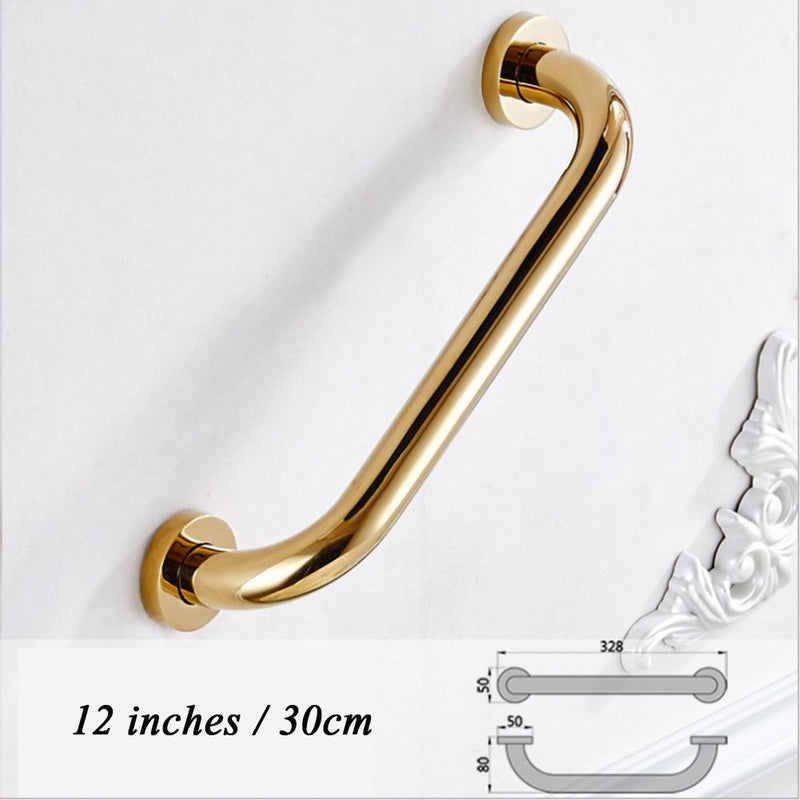 Inchant Solid Brass Grab Bar Bathroom Golden Hand Rail Shower Grip Concealed Wall Mounting 30cm - BeesActive Australia