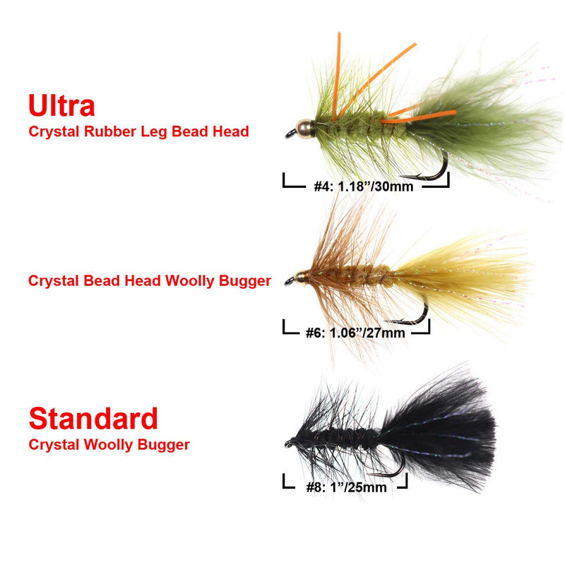 [AUSTRALIA] - Wifreo 30PCS Wooly Bugger Fly Trout Fishing Streamer Assortment with Waterproof Fly Box 