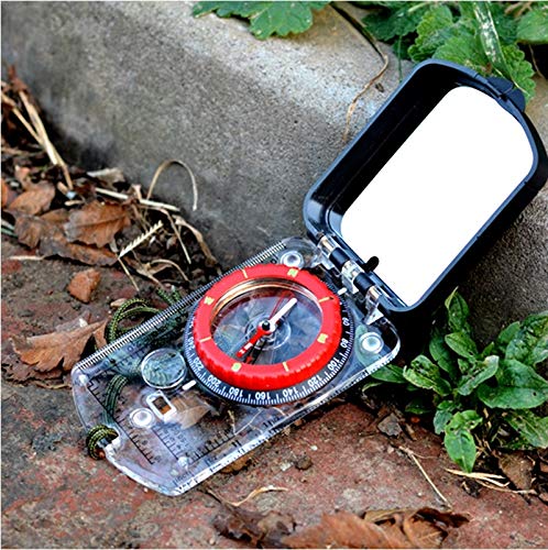 TurnOnSport Sighting Compass Mirror Adjustable Declination - Boy Scout Compass Hiking Survival - Map Reading Compass Orienteering - Mirror Compass Hunting Fishing - Compass Backpacking Camping Red - BeesActive Australia