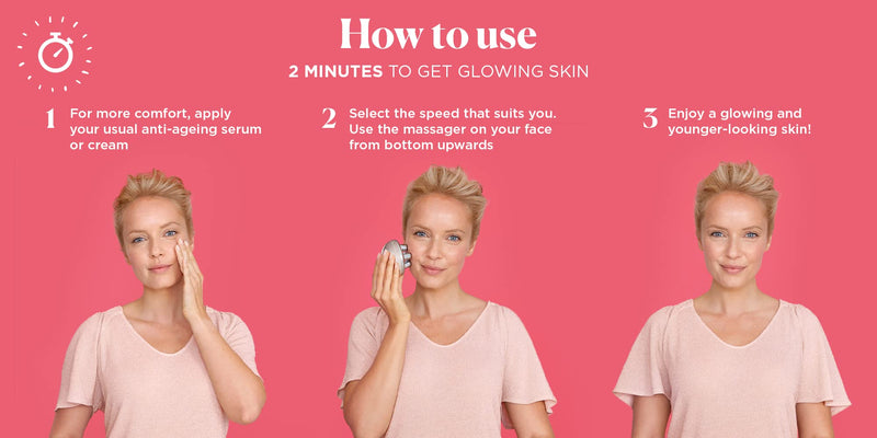 Rowenta Anti-Ageing Facial Massager, Reduce Fine Lines and Wrinkles, Soothing Vibrations, Enhanced Face Cream Penetration and Absorption, Waterproof, Portable, 3 Speeds, Daily Use, Glow Skin, LV6020 - BeesActive Australia