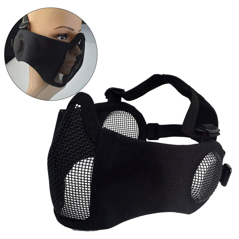 [AUSTRALIA] - Topbuti Airsoft Mask Black Foldable Tactical Airsoft Mesh Mask with Ear Protection Half Face Lower Mask for Youth Adults Men Women 