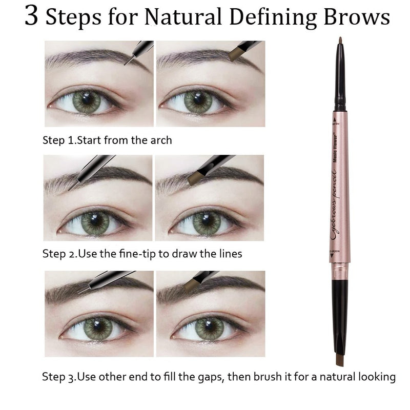 [ 2 Pack]Eyebrow Pencil, Waterproof Eyebrow Makeup with Dual Ends, Professional Brow Enhancing Kit with Eyebrow Brush (Dark Brown #1) Dark Brown #1 - BeesActive Australia