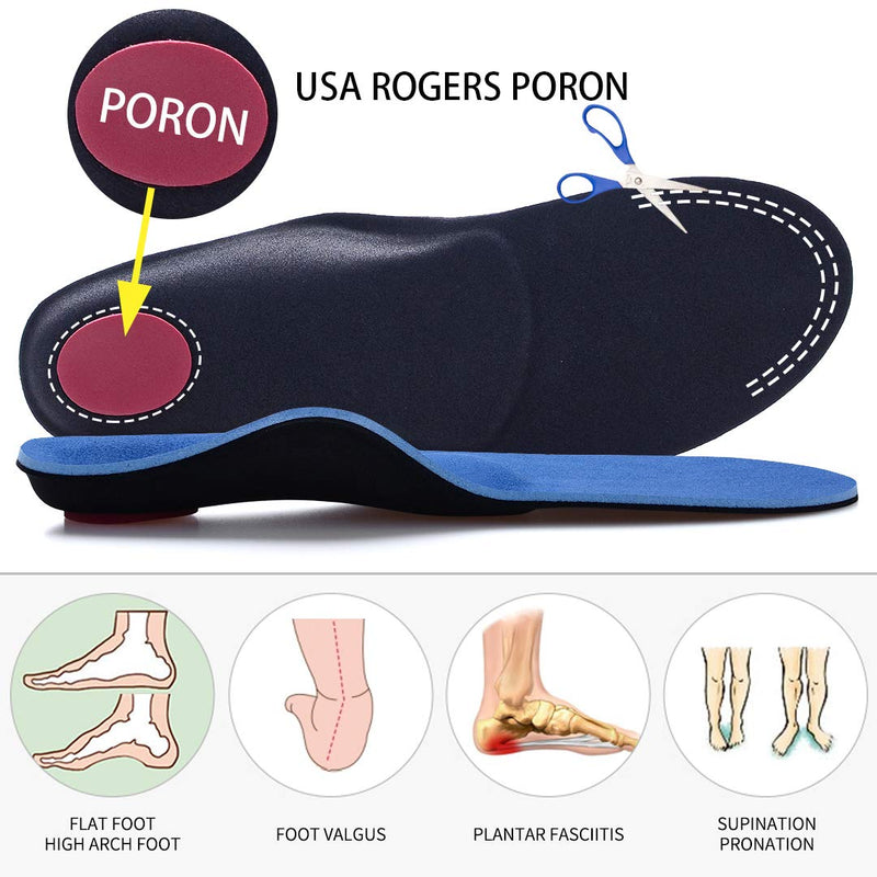 Valsole Orthotic Insole High Arch Foot Support Soft Medical Functional Insoles, Insert for Severe Flat Feet,Plantar Fasciitis,Feet Pain, Foot Valgus for Man and Woman (6.5-7 UK-260mm, Blue) 6.5-7 UK-260mm - BeesActive Australia