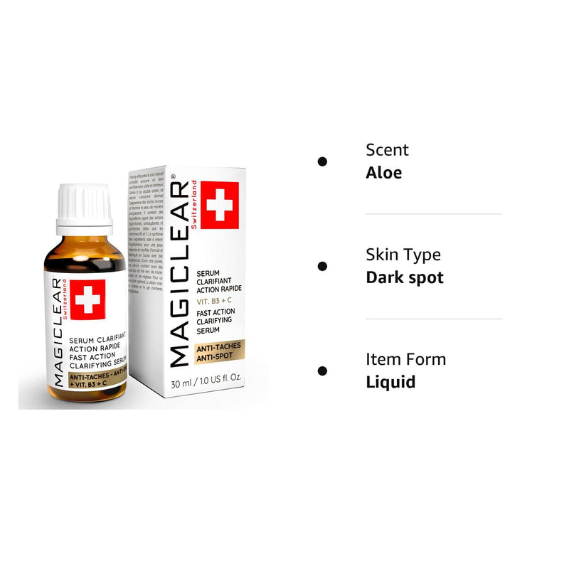Luxury Swiss Dark Spot Remover for Face Body Serum Hyperpigmentation Treatment Age Sun Melasma Brown Spot Corrector Anti aging Bleaching Skin Lightening Vitamin C + Niacinamide organic Magiclear - BeesActive Australia