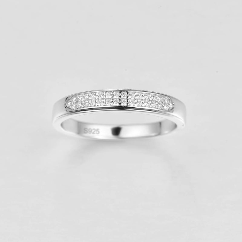 Empsoul 925 Sterling Silver Women's Eternity Pave Diamond High Polish Gift for Her Aniversary Bridal Wedding Band Ring Size 6 US6 White - BeesActive Australia