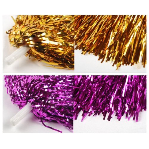 [AUSTRALIA] - H:oter 1 Pair Straight Handle Cheerleading Pom Poms Party Costume Accessory Sports Set, 0.05 LB/Pieces P3-3 PAIRS-SILVER 
