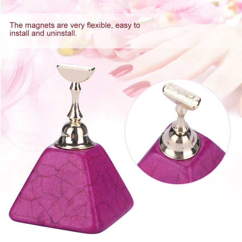 Nail Display Stand Holder Nail Tip Practice Magnetic Base Alloy Manicure Tool (Rose Red) Rose Red - BeesActive Australia