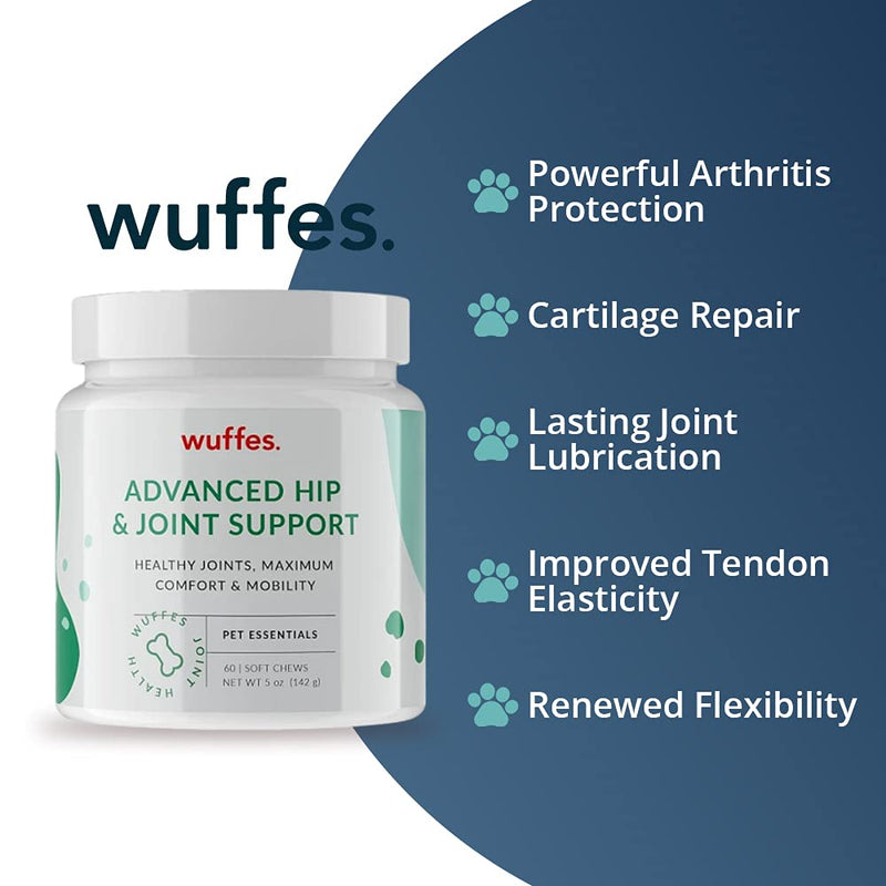 Wuffes Chewable Dog Hip and Joint Supplement - Glucosamine & Chondroitin Chews - Dog Joint Supplements & Vitamins Made with Natural Ingredients - Small & Large Dog Health Supplies Extended Joint Care - BeesActive Australia