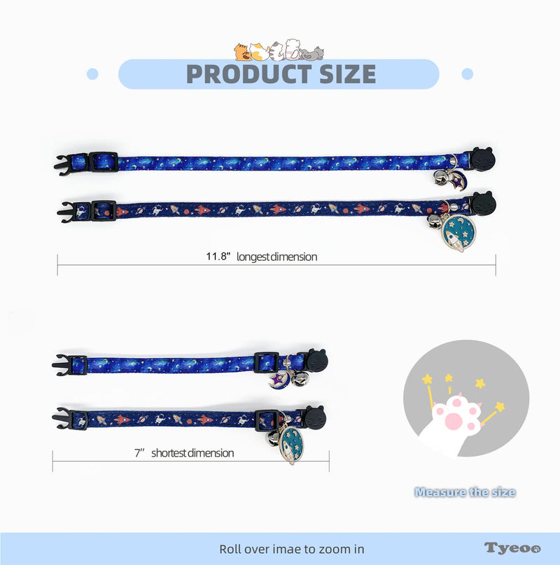 Cat Collars Breakaway with Bell - 2 Pack Cat Safety Collars for Boys & Girls - Safety Buckle Kitten Collars for Pet Supplies,Stuff,Accessories Blue - BeesActive Australia