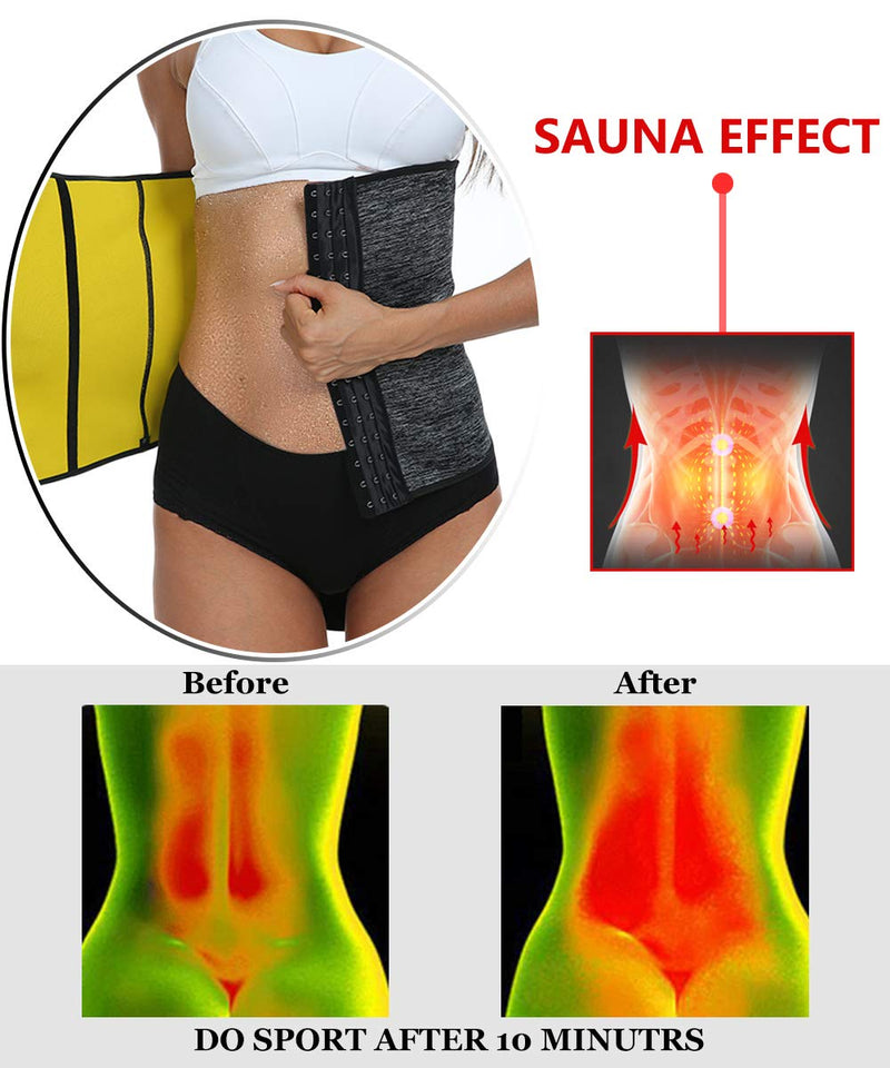 NINGMI Sauna Waist Trainer for Women - Workout Sweat Waist Trimmer Womens Corset Waste Belly Belt Tummy Stomach Wrap Gym Grey Small - BeesActive Australia